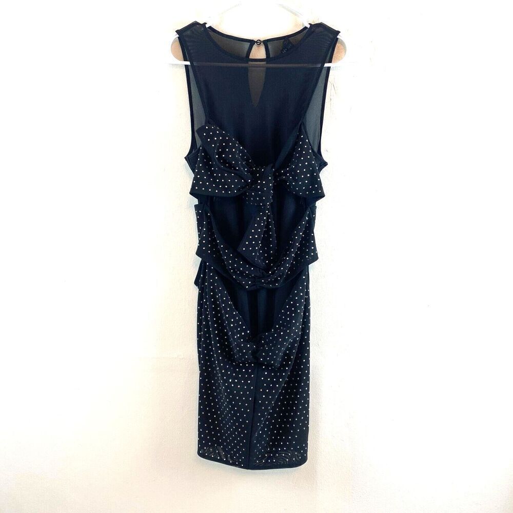 NBD Womens Tie Front Jewels Studded Mini Dress Mesh Black Size S Holiday